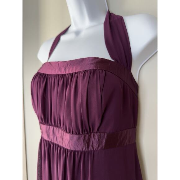 VTG Y2K Jessica McClintock Empire Dress 12 Plum Halter Chiffon Prom Bridesmaid - Picture 2 of 16